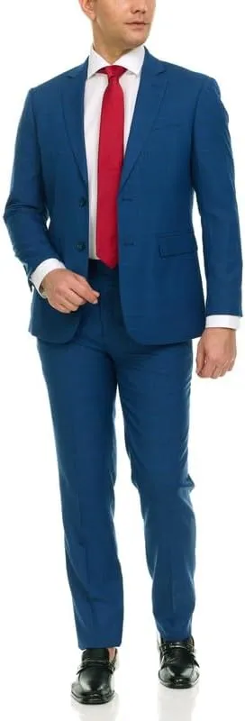 Adam Baker Men's Single Breasted Ultra Slim Fit 2-Piece (Jacket, Trousers) Suit Set