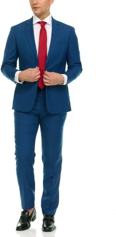 Adam Baker Men's Single Breasted Ultra Slim Fit 2-Piece (Jacket, Trousers) Suit Set