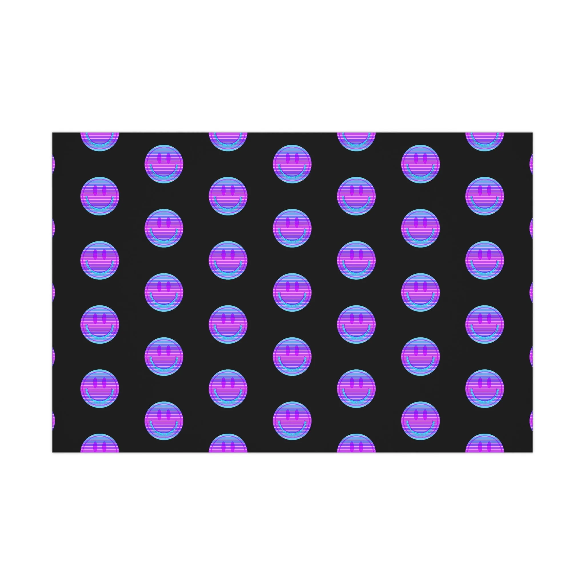 Aesthetic Gift Wrap Paper, Pink Smile Face Gift Wrap Paper, Blue Purple Smile Wrapping Paper, Pastel Christmas Paper, Black Purple Holiday