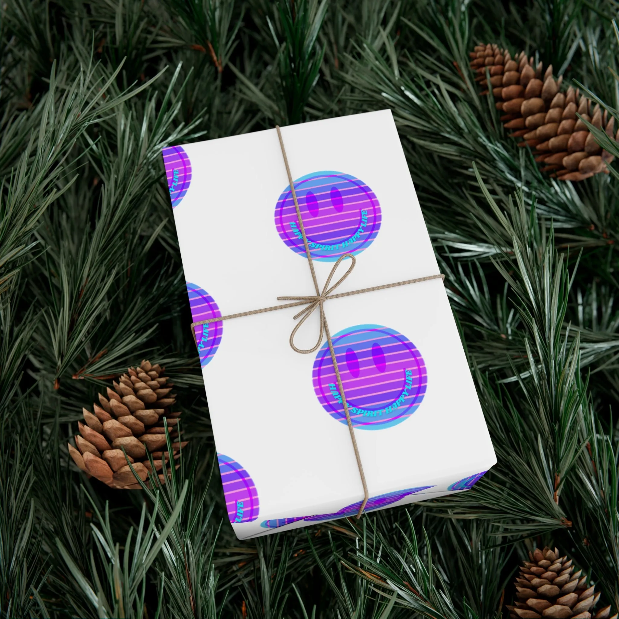 Aesthetic Gift Wrap Paper, Purple Smile Face Gift Wrap Paper, Blue Purple Smile Wrapping Paper, Pastel Christmas Paper, Purple Gift Wrap