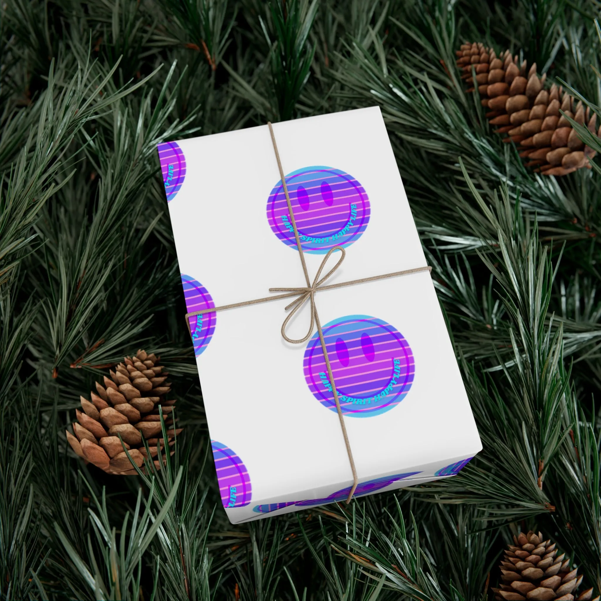 Aesthetic Gift Wrap Paper, Purple Smile Face Gift Wrap Paper, Blue Purple Smile Wrapping Paper, Pastel Christmas Paper, Purple Gift Wrap