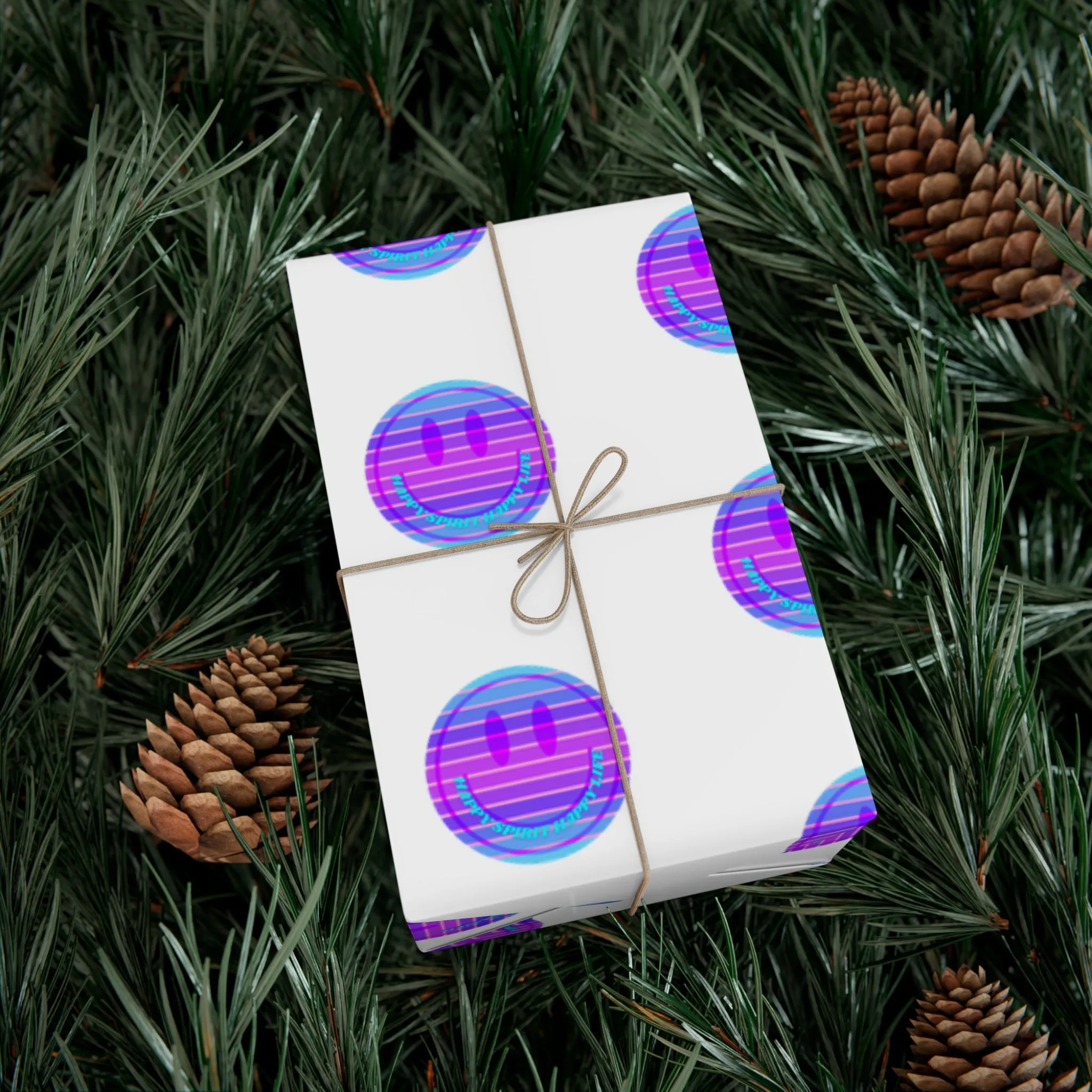 Aesthetic Gift Wrap Paper, Purple Smile Face Gift Wrap Paper, Blue Purple Smile Wrapping Paper, Pastel Christmas Paper, Purple Gift Wrap