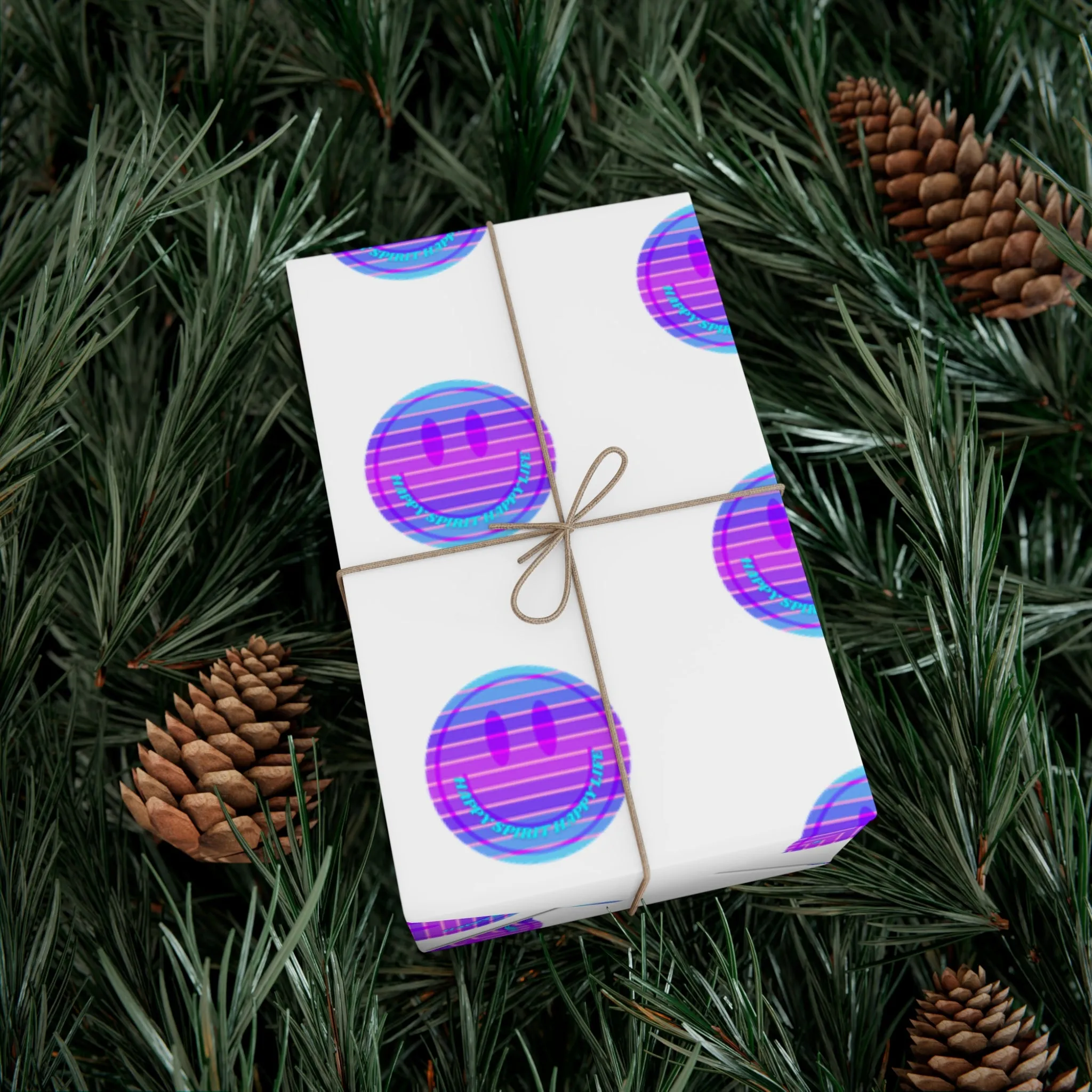 Aesthetic Gift Wrap Paper, Purple Smile Face Gift Wrap Paper, Blue Purple Smile Wrapping Paper, Pastel Christmas Paper, Purple Gift Wrap