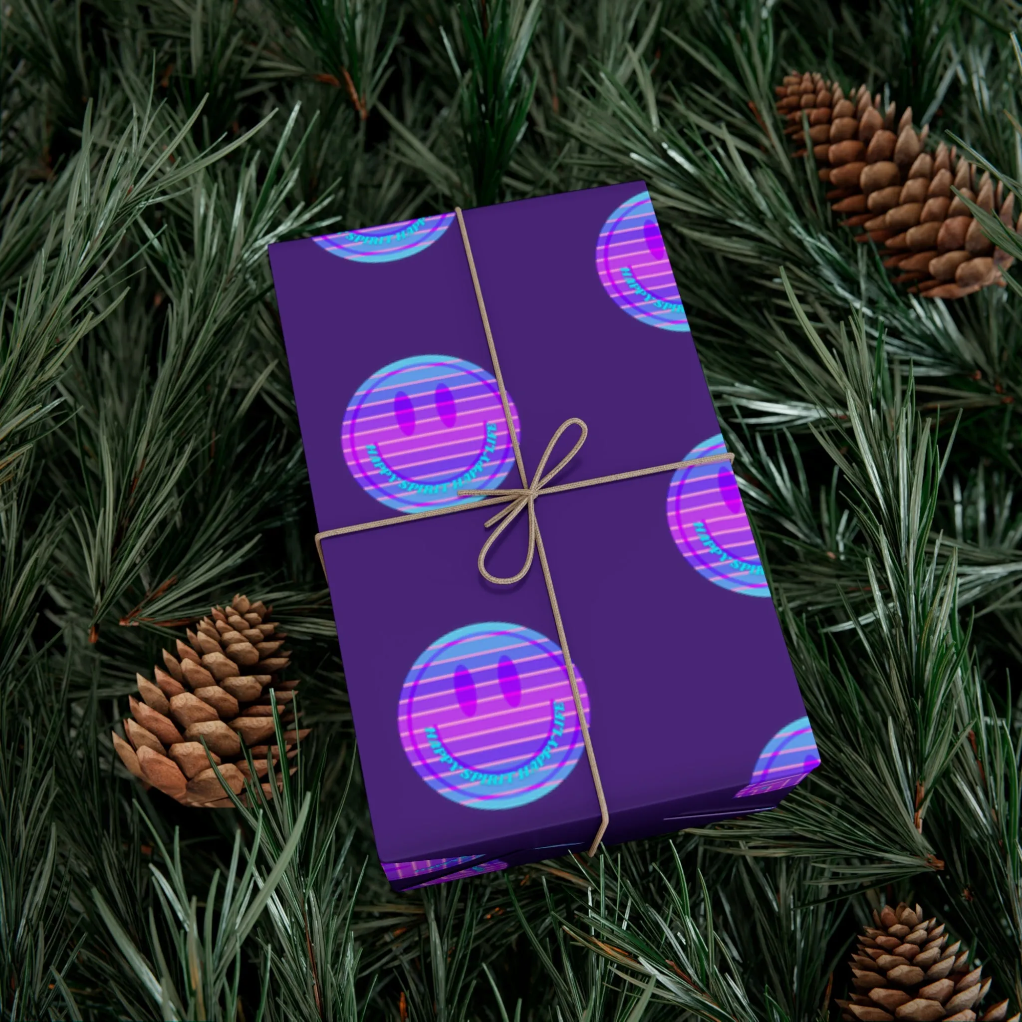 Aesthetic Gift Wrap Paper, Smile Face Gift Wrap Paper, Blue Purple Smile Wrapping Paper, Pastel Christmas Paper, Purple Holiday Wrap