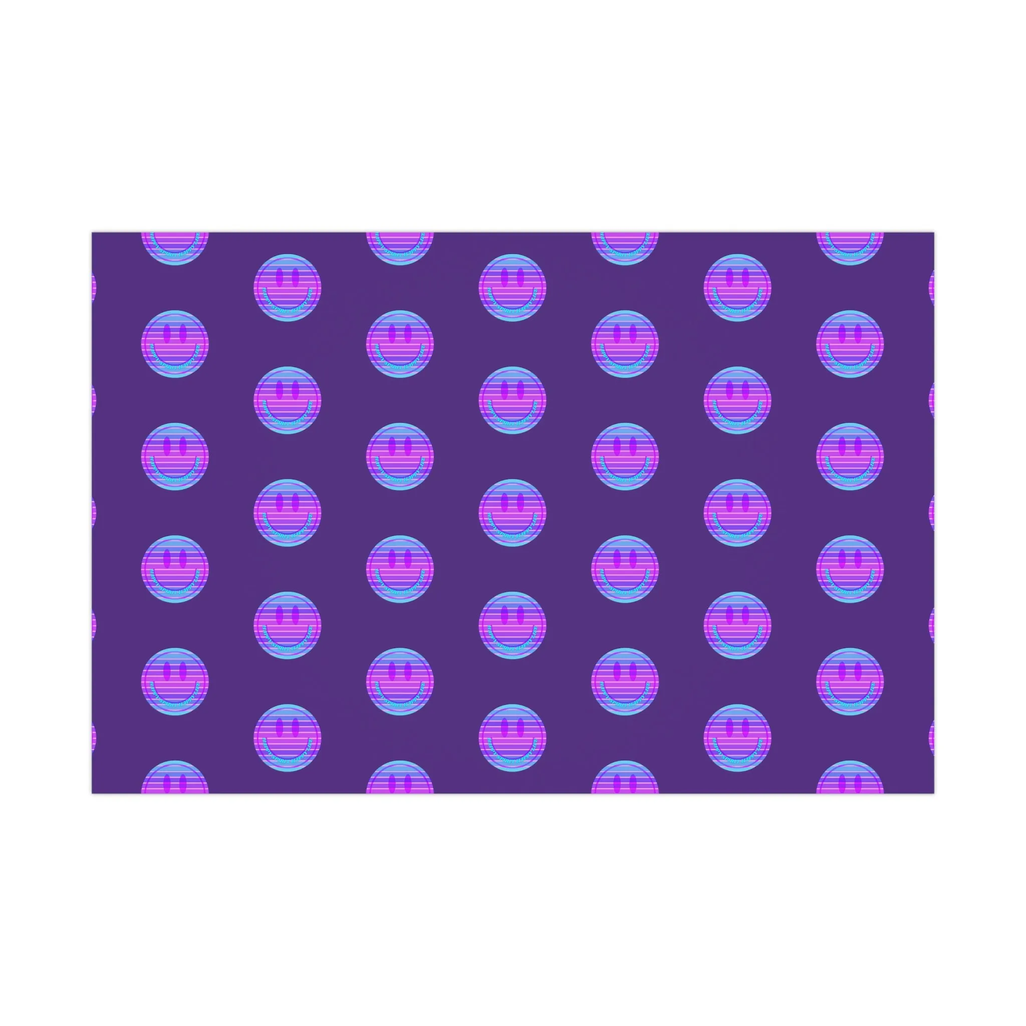Aesthetic Gift Wrap Paper, Smile Face Gift Wrap Paper, Blue Purple Smile Wrapping Paper, Pastel Christmas Paper, Purple Holiday Wrap