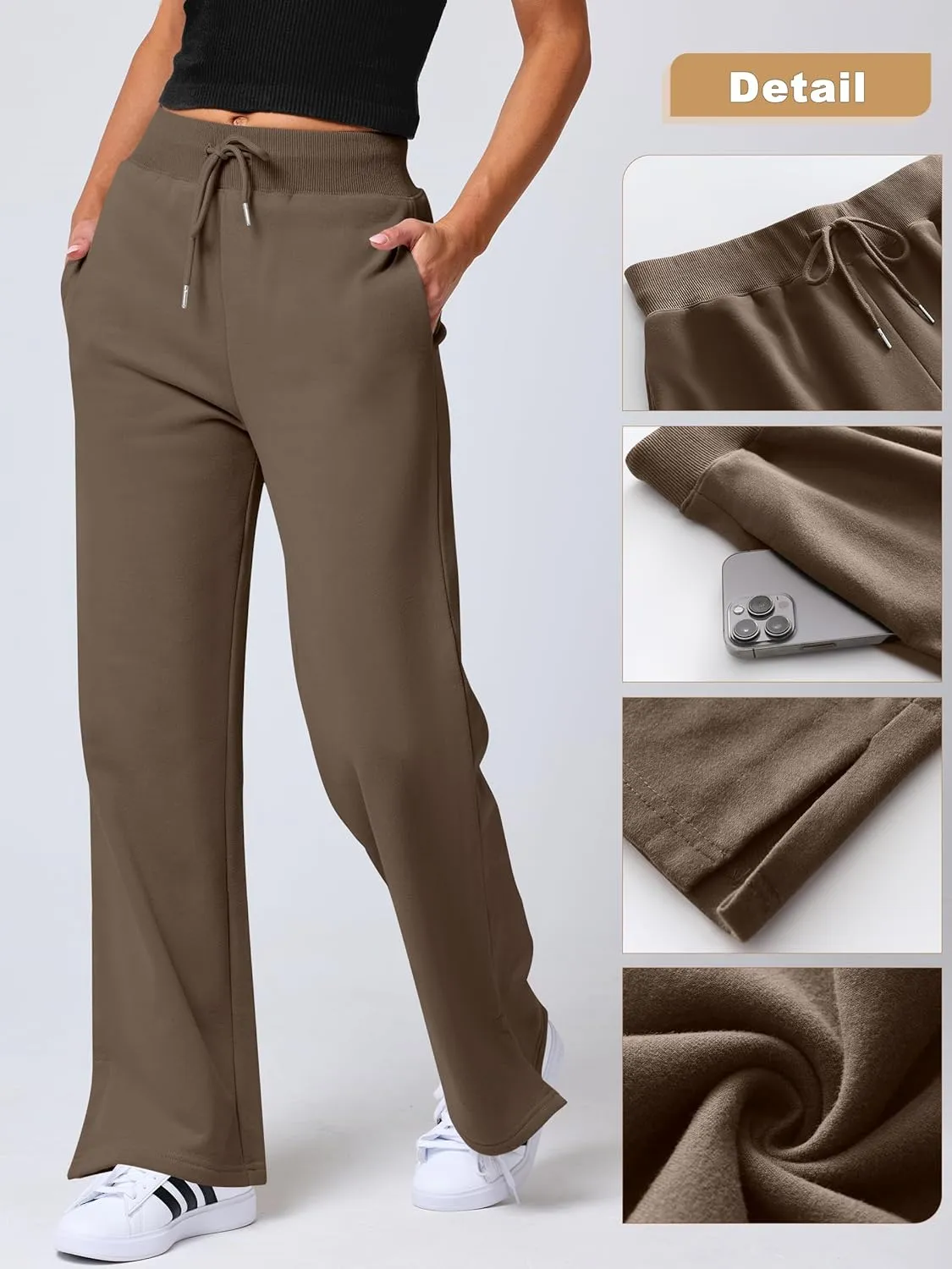 ANRABESS Women's Sweatpants Straight Leg High Waist Casual Drawstring Sweat Pants Workout Athletic Joggers with Pockets
