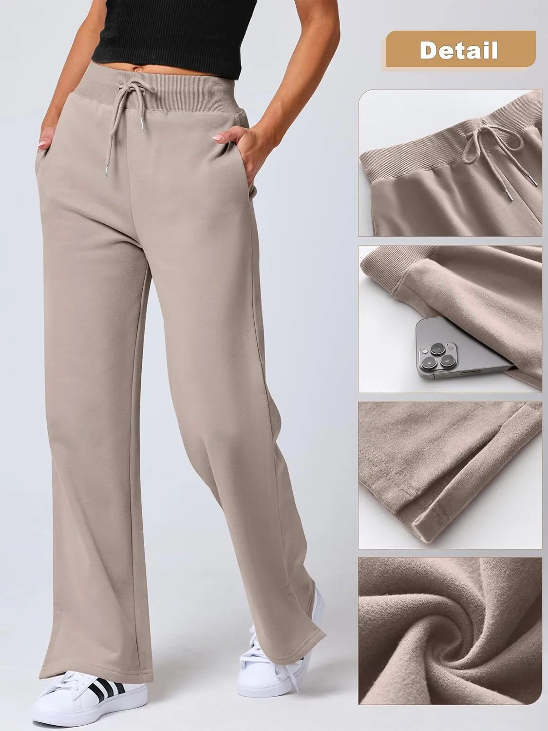 ANRABESS Women's Sweatpants Straight Leg High Waist Casual Drawstring Sweat Pants Workout Athletic Joggers with Pockets