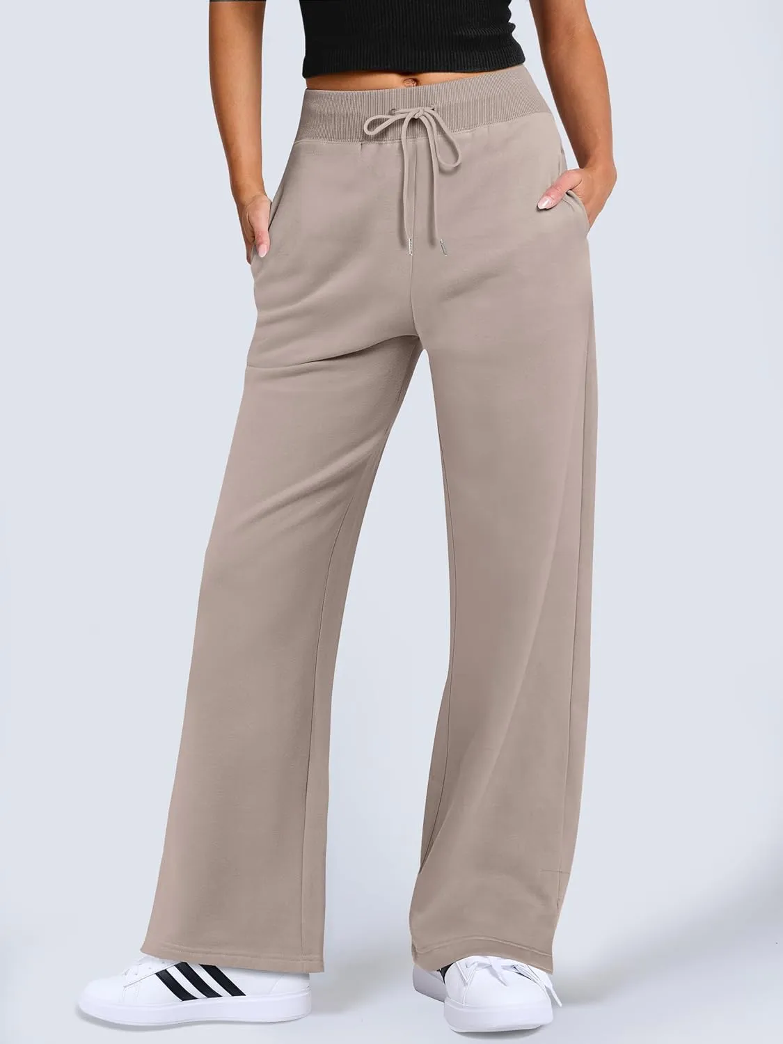 ANRABESS Women's Sweatpants Straight Leg High Waist Casual Drawstring Sweat Pants Workout Athletic Joggers with Pockets