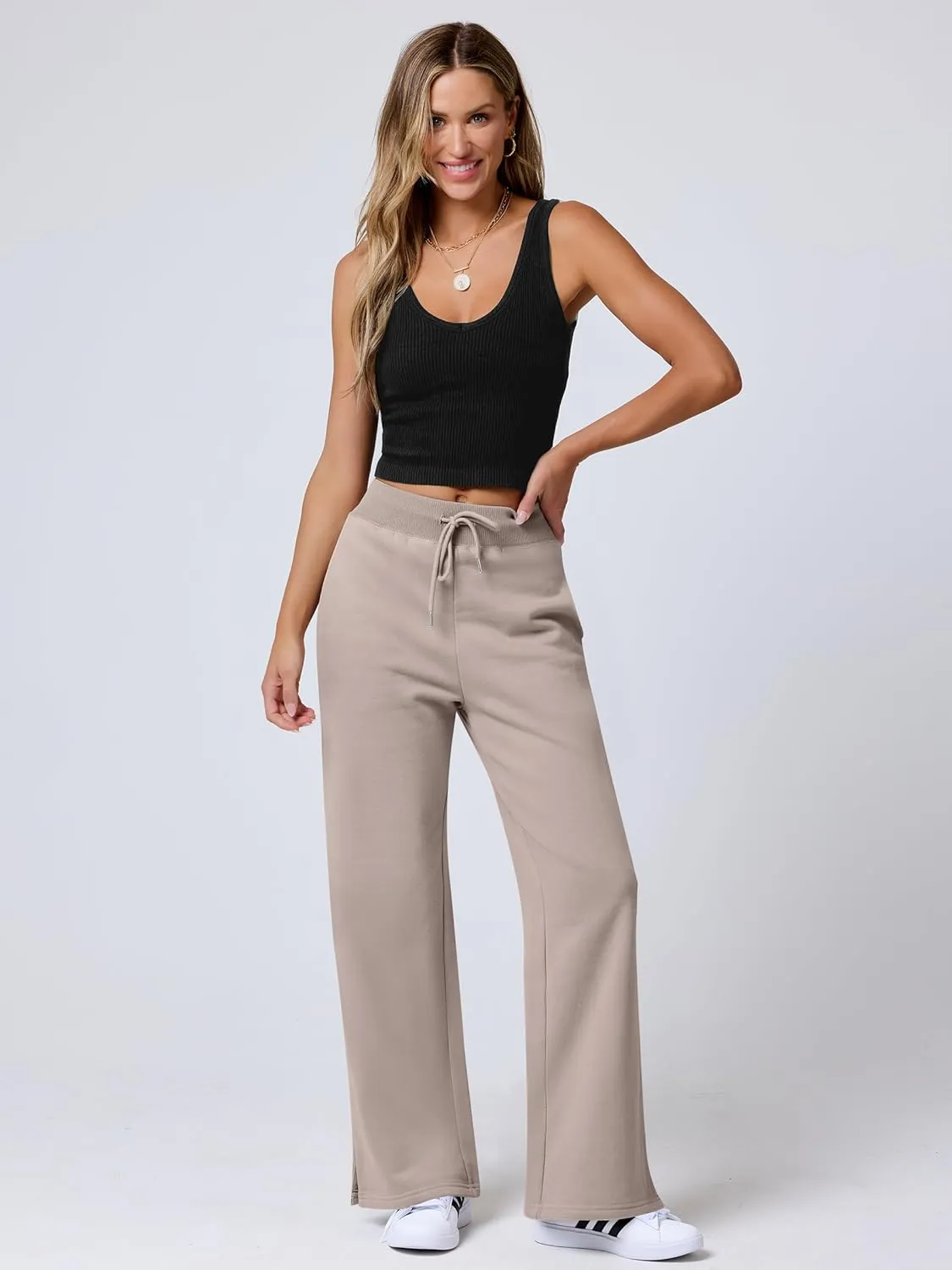 ANRABESS Women's Sweatpants Straight Leg High Waist Casual Drawstring Sweat Pants Workout Athletic Joggers with Pockets