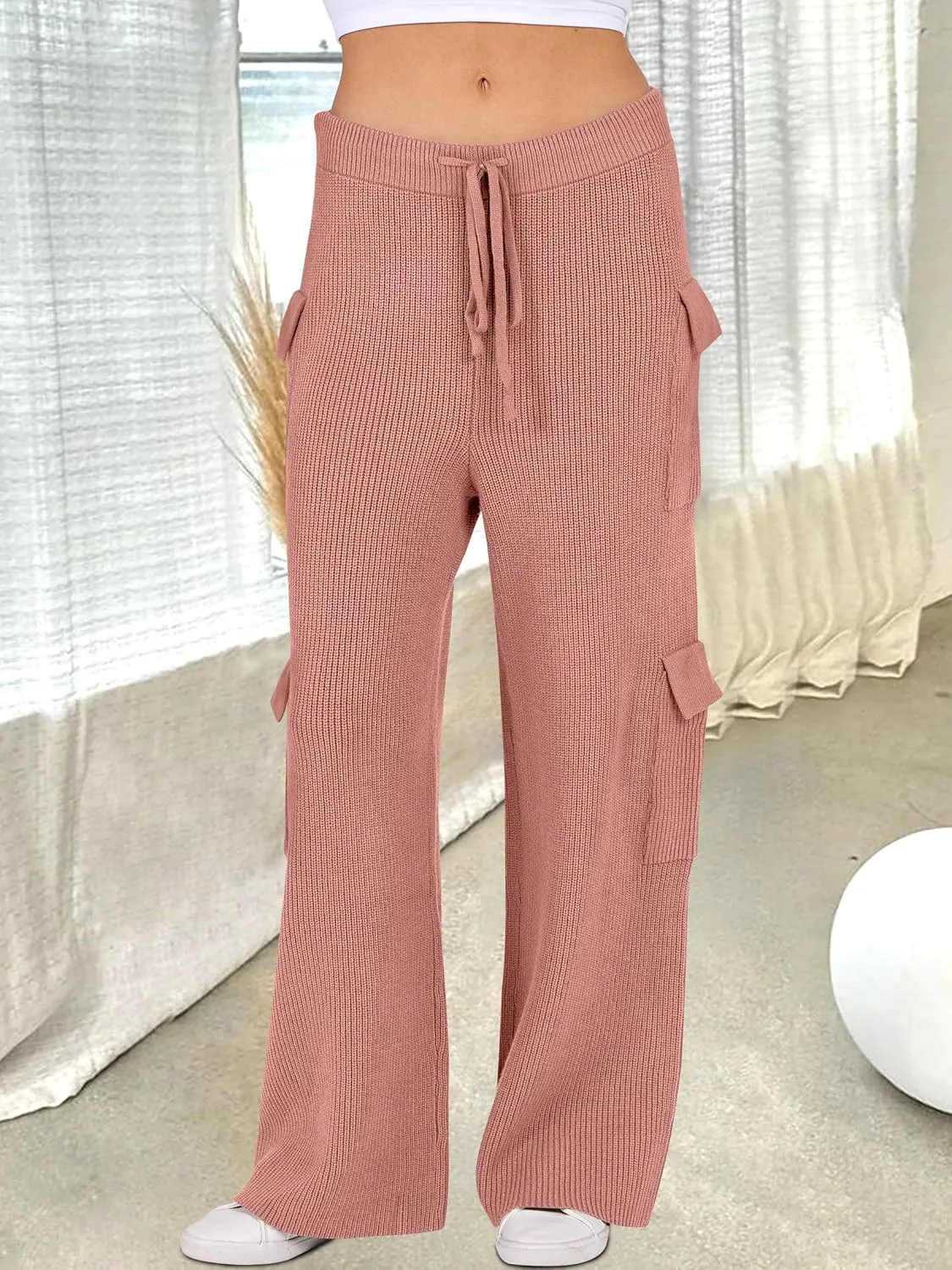 ANRABESS Womens Two Piece Outfits Casual Knit Hooded Sweater Straight Leg Pants Set 2025 Fall Lounge Travel Clothes