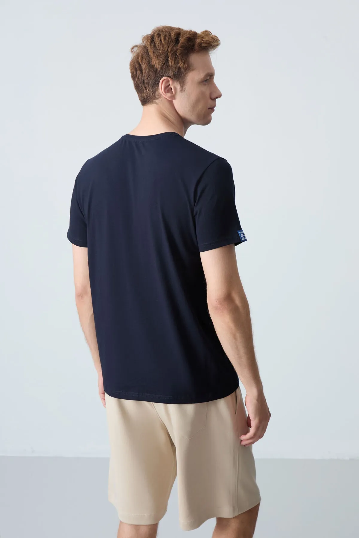 basic kisa kol standart kalip v yaka erkek t-shirt - 87912
