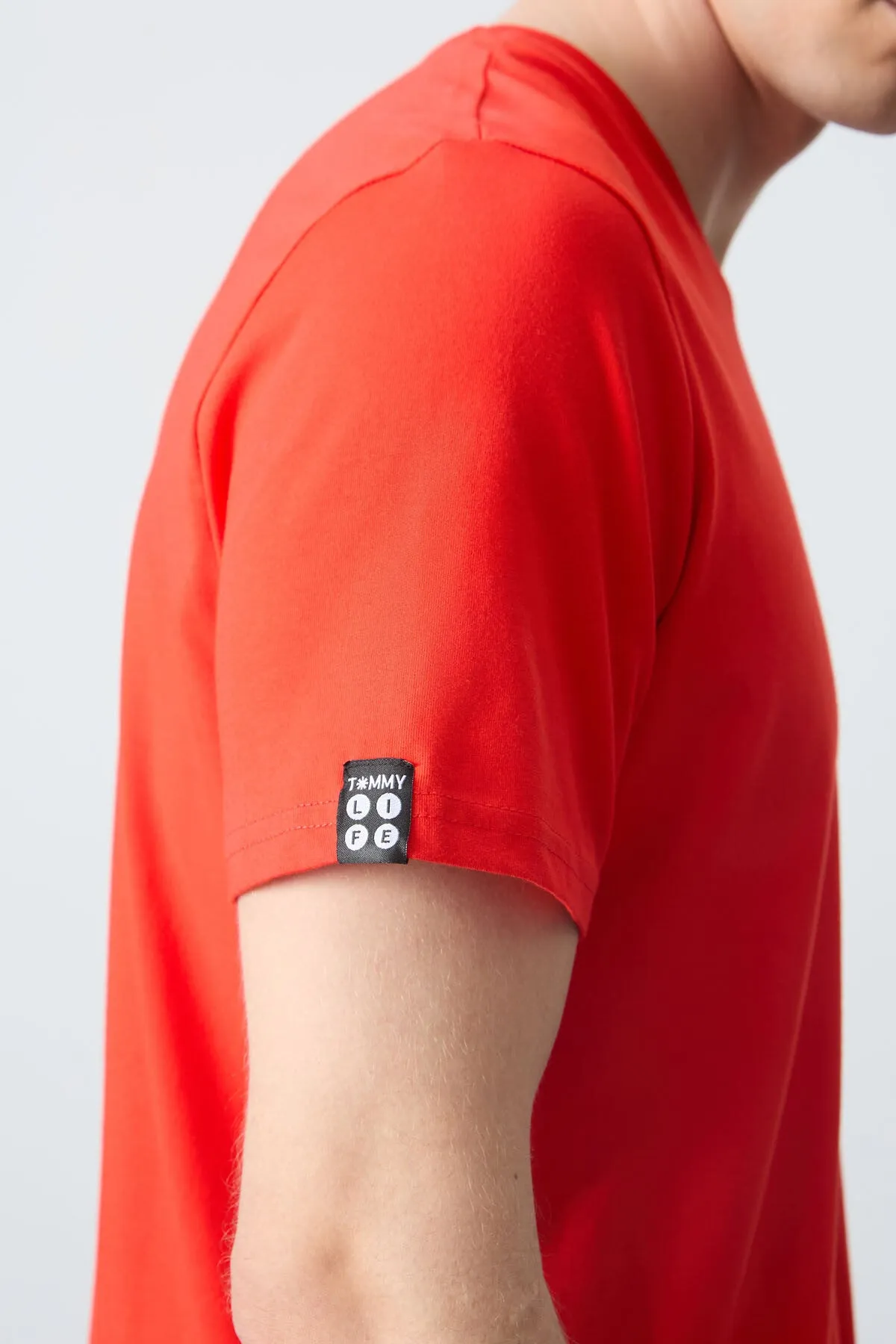 basic kisa kol standart kalip v yaka erkek t-shirt - 87912