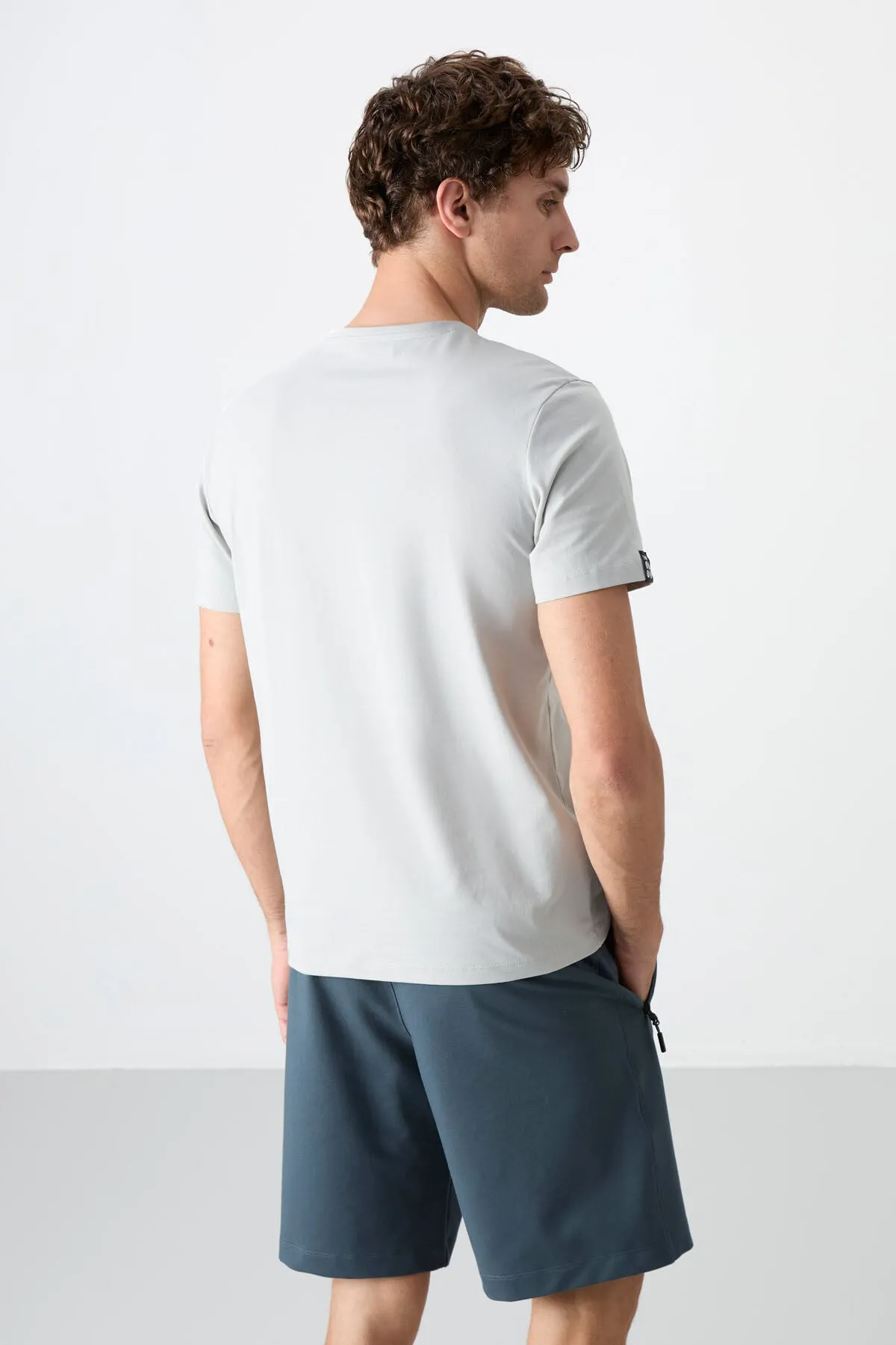 basic kisa kol standart kalip v yaka erkek t-shirt - 87912