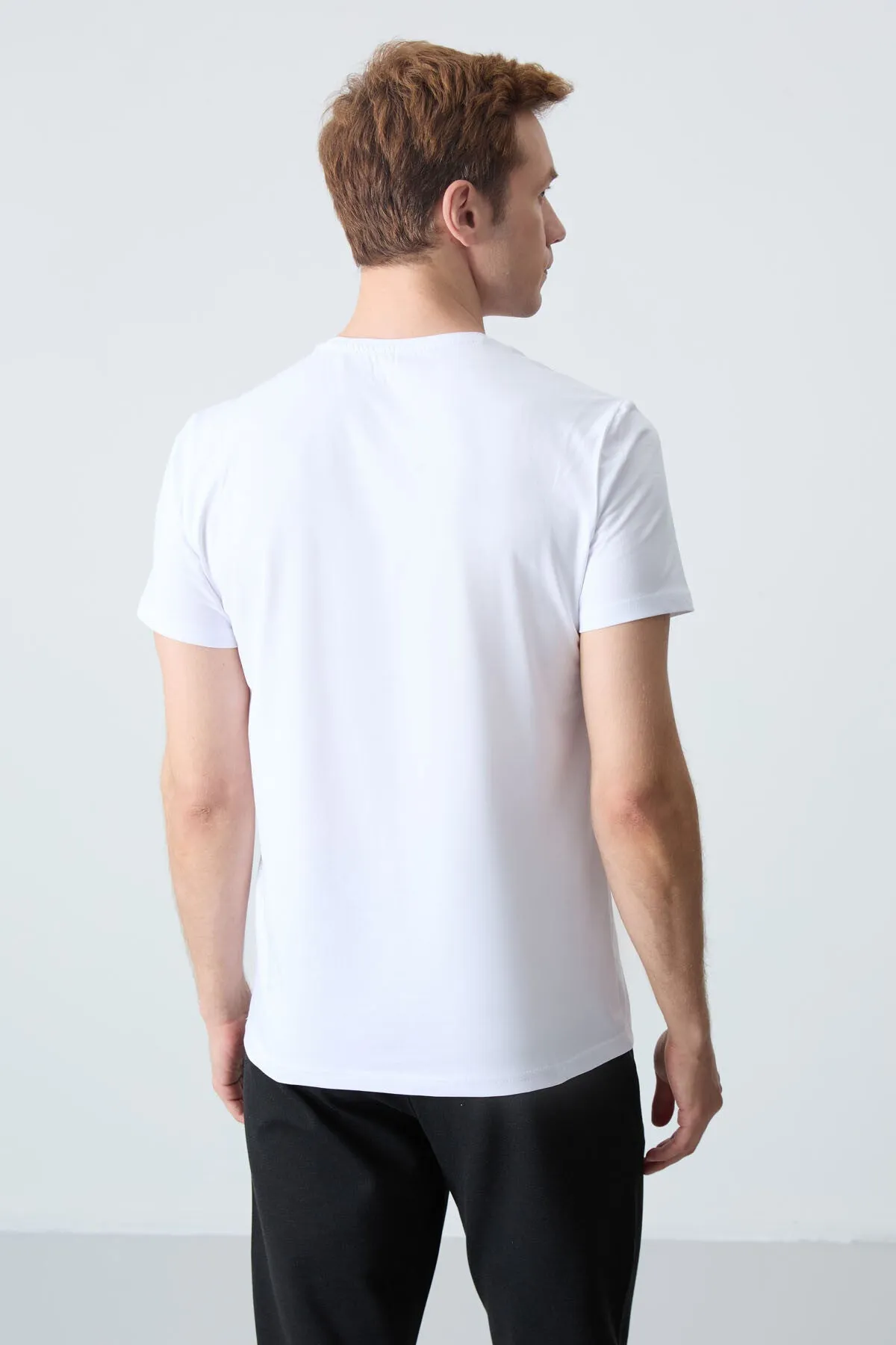 basic kisa kol standart kalip v yaka erkek t-shirt - 87912