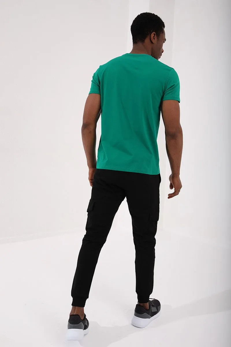 basic kisa kol standart kalip v yaka erkek t-shirt - 87912