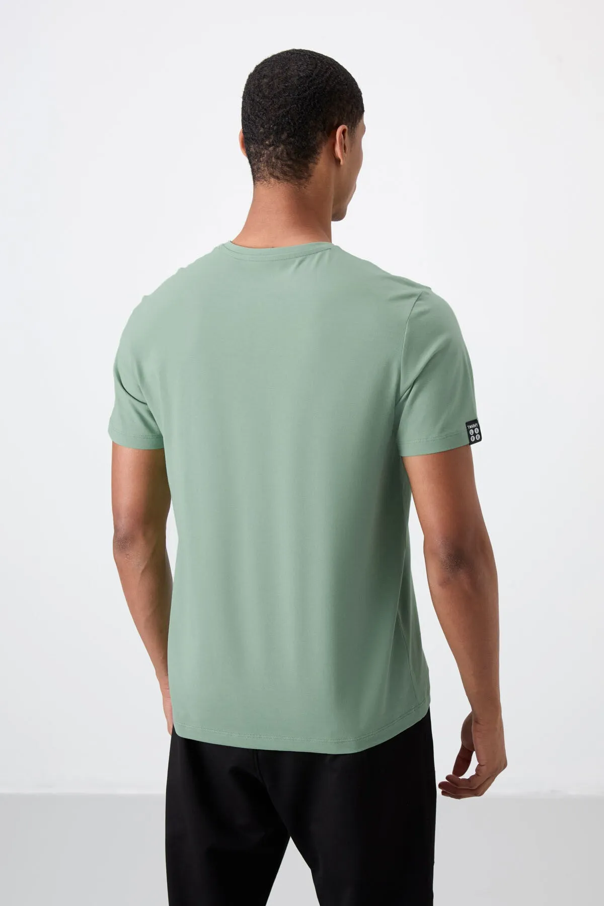 basic kisa kol standart kalip v yaka erkek t-shirt - 87912