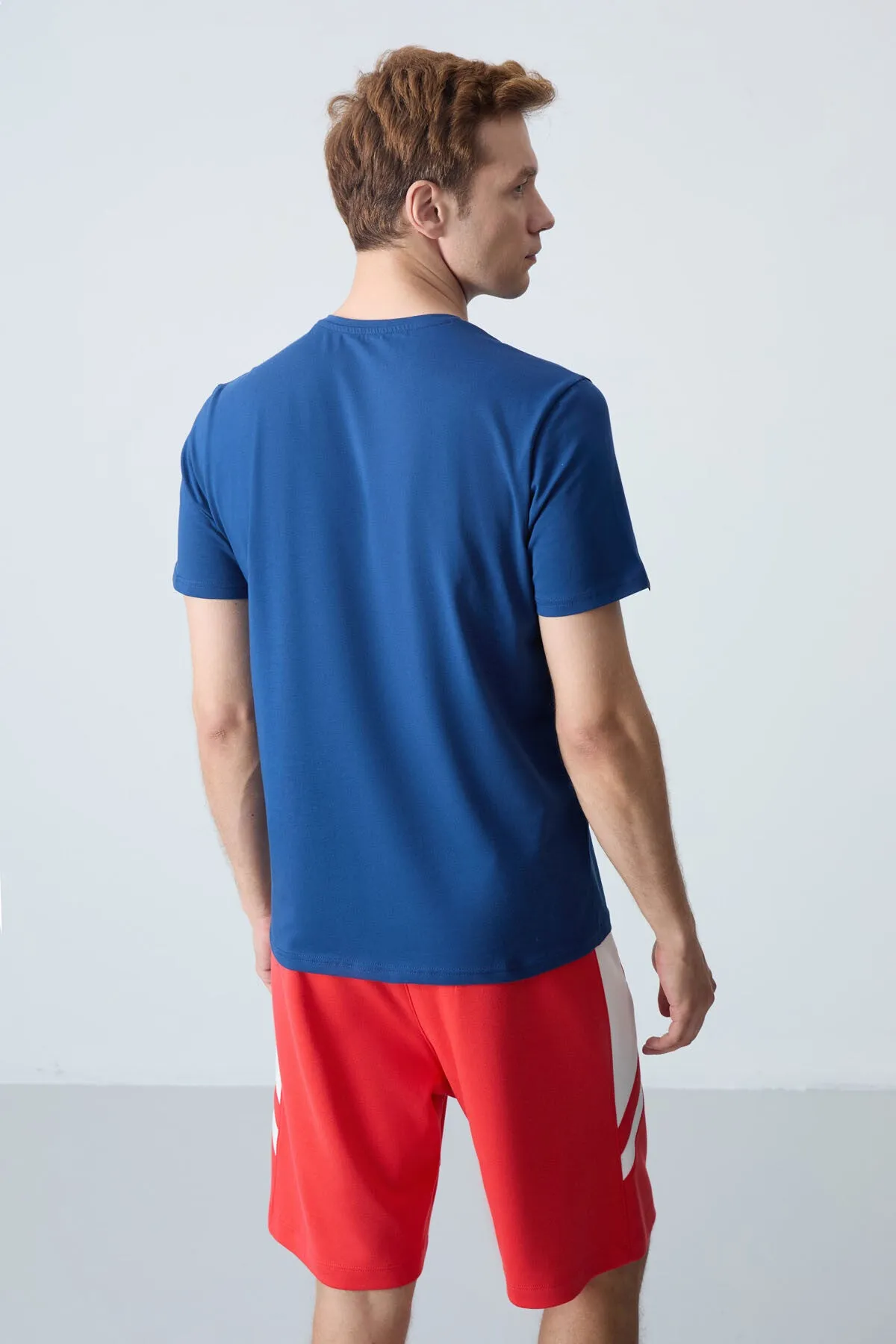 basic kisa kol standart kalip v yaka erkek t-shirt - 87912