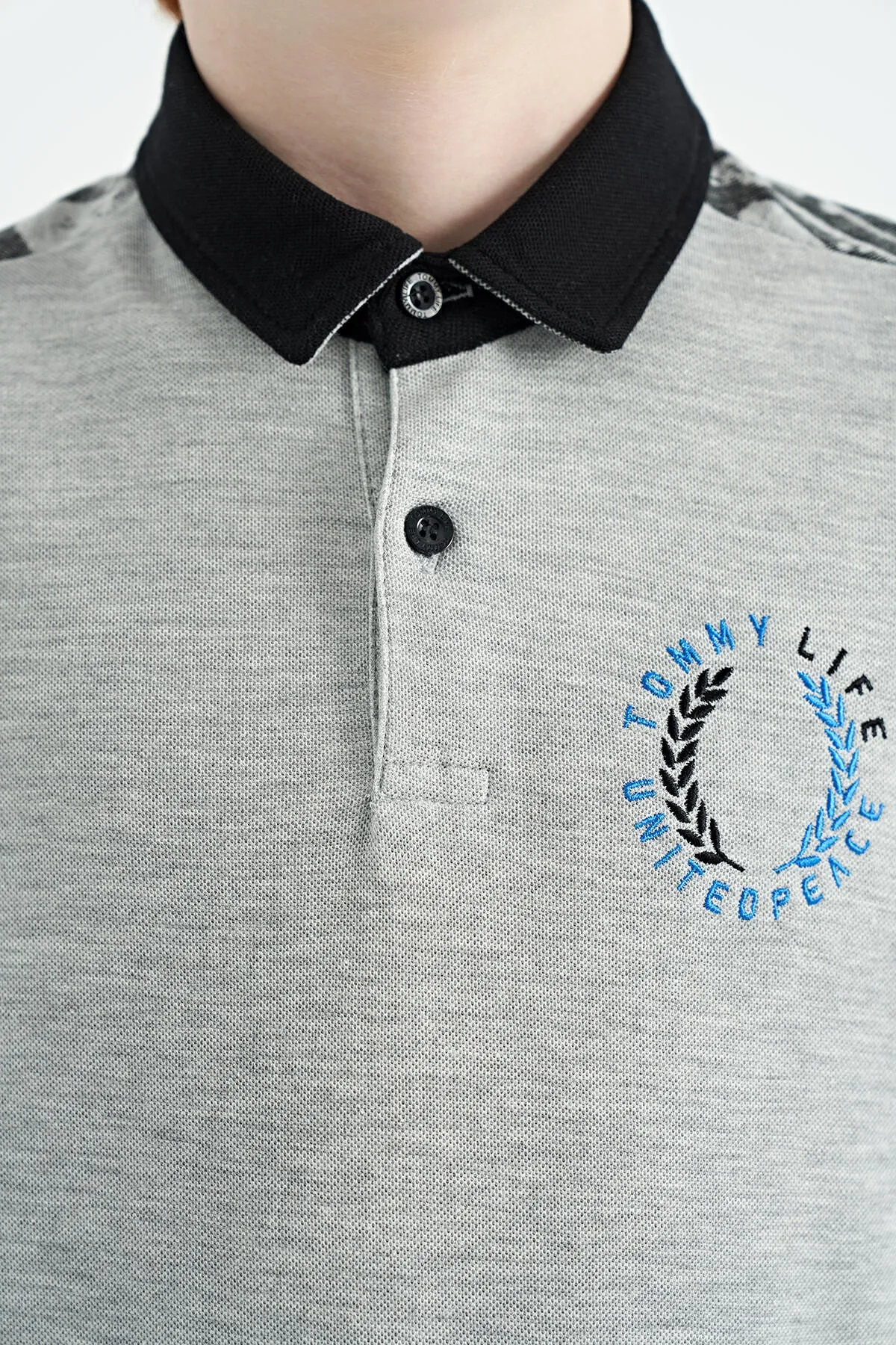 baski detayli pola yaka standart kalip erkek çocuk t-shirt - 11166