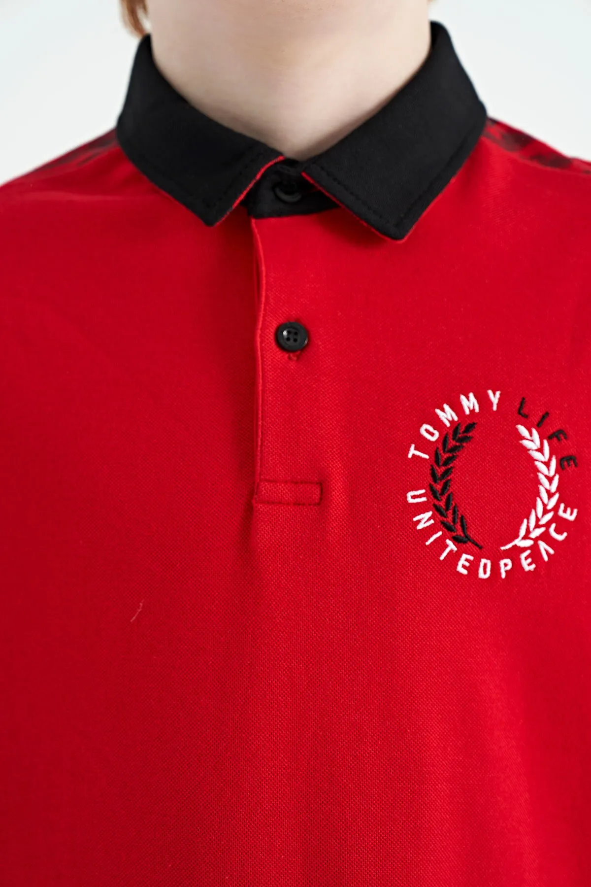 baski detayli pola yaka standart kalip erkek çocuk t-shirt - 11166