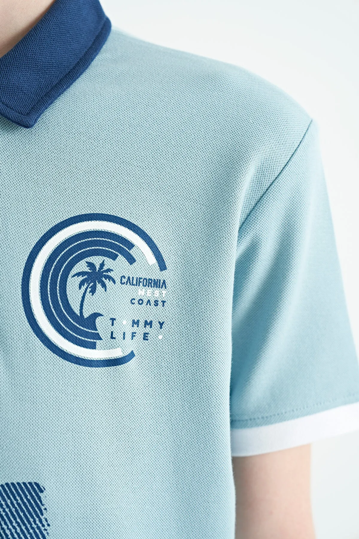 baski detayli polo yaka standart kalip erkek çocuk t-shirt - 11094
