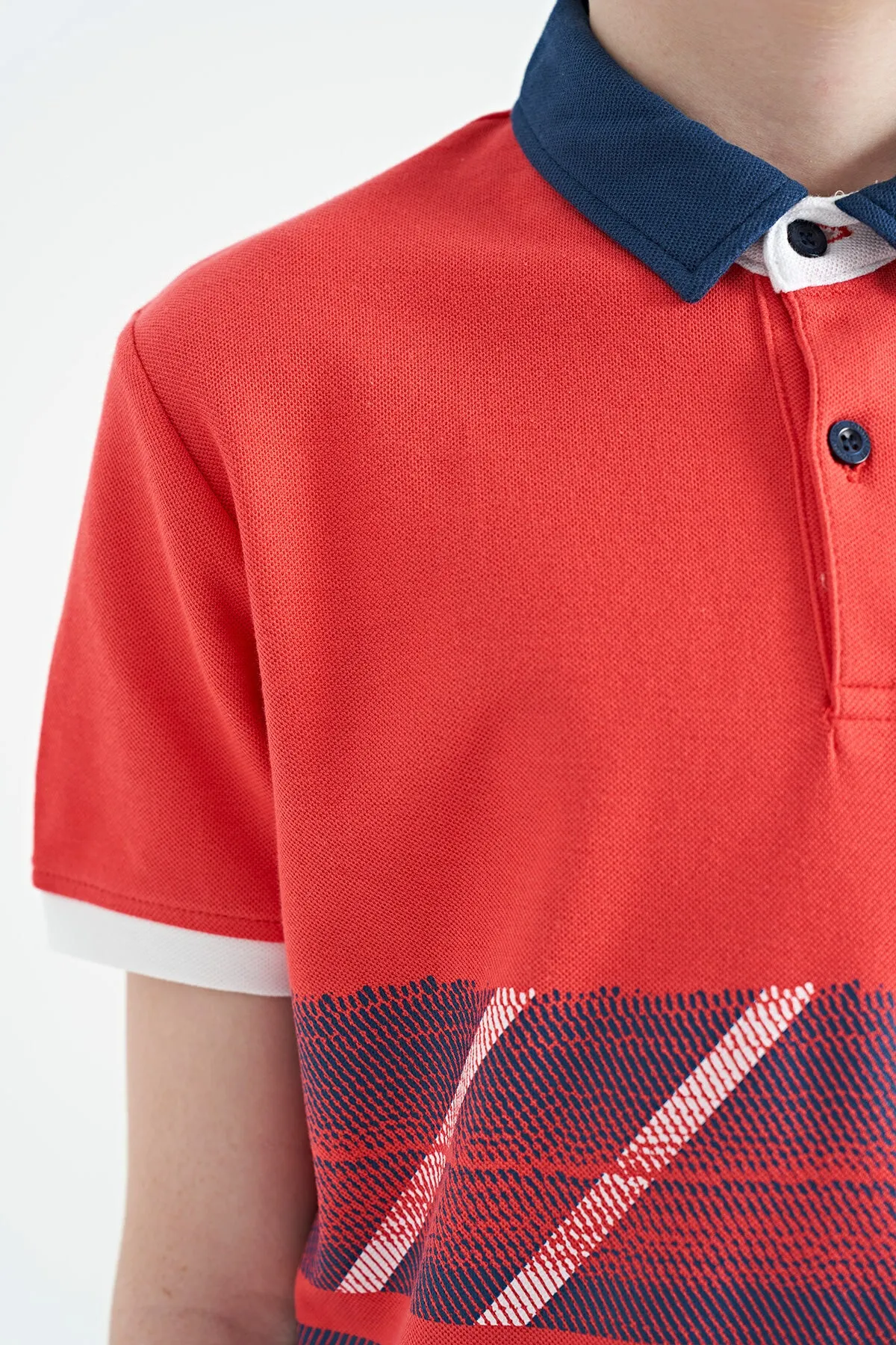 baski detayli polo yaka standart kalip erkek çocuk t-shirt - 11094