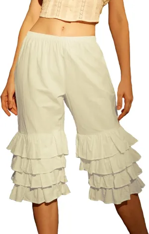 BEAUTELICATE 100% Cotton 4 Layer Ruffles Pajama Pants for Women Bloomers Pettipants