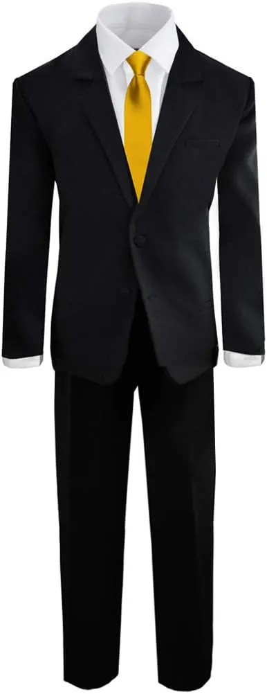 Black n Bianco Boys' Formal Black Suit with Shirt and Vest