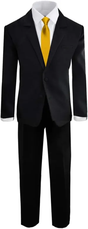 Black n Bianco Boys' Formal Black Suit with Shirt and Vest