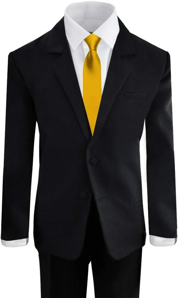 Black n Bianco Boys' Formal Black Suit with Shirt and Vest