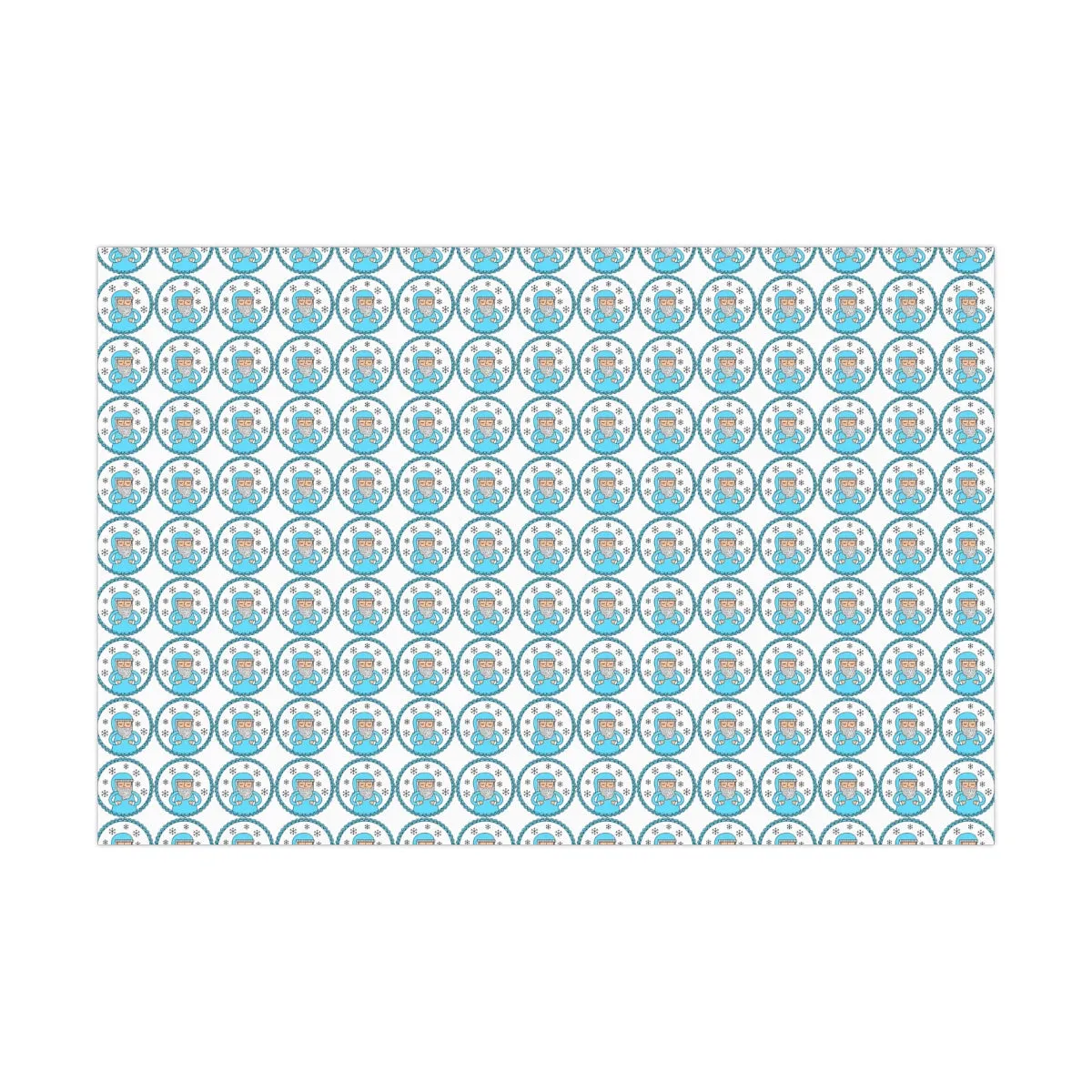 Blue Santa Gift Wrap Paper, Blue Santa Claus Paper, Pastel Christmas Paper, Blue Holiday Wrapping Paper