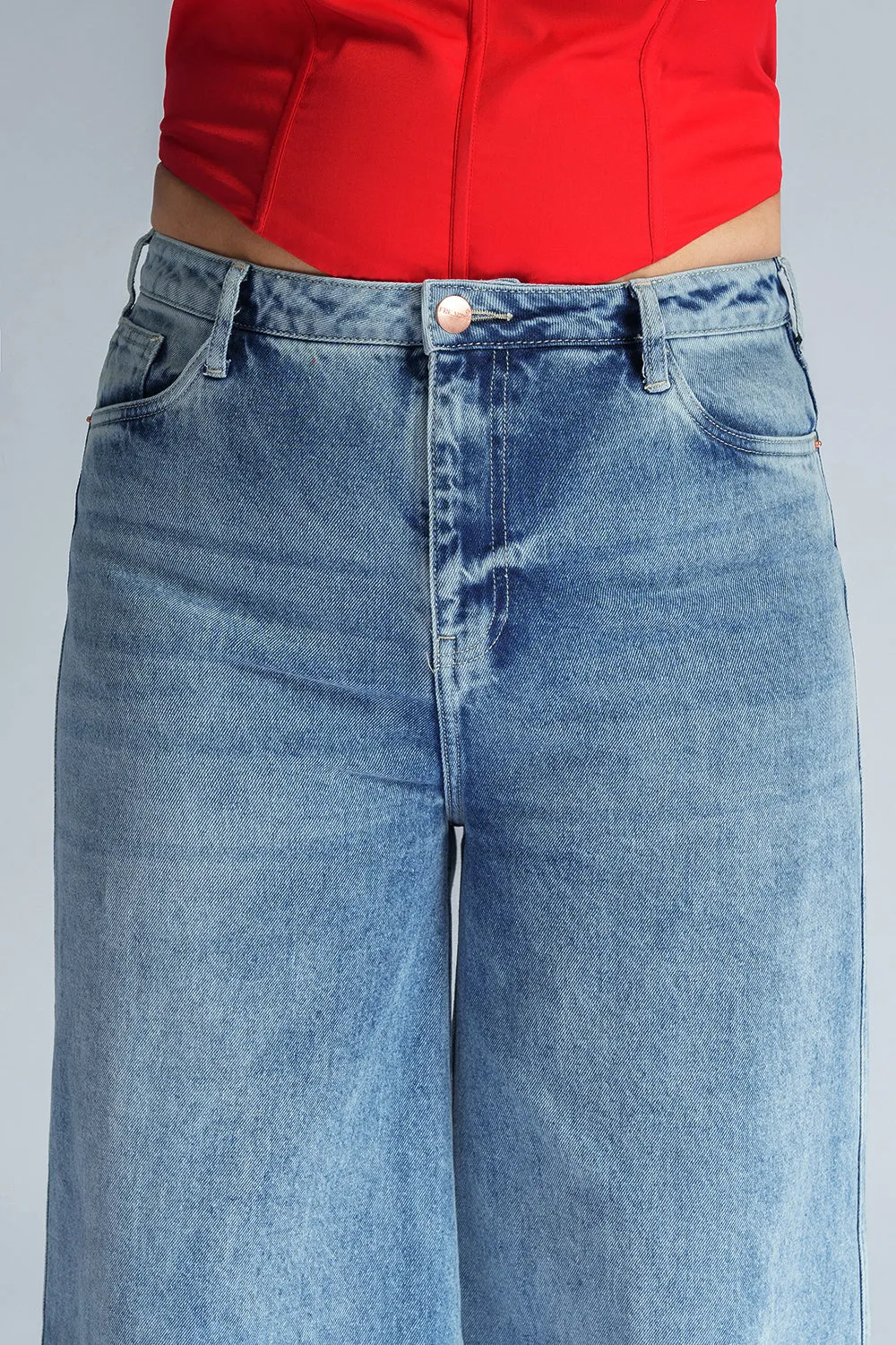 Blue Sparkle Curve Flare Fit Jeans