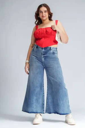 Blue Sparkle Curve Flare Fit Jeans