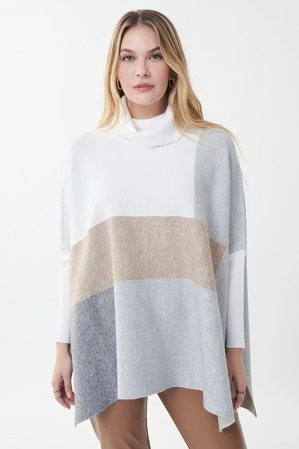 Ceren Color Block Tunic Turtleneck Sweater Top - Joseph Ribkoff 223962X