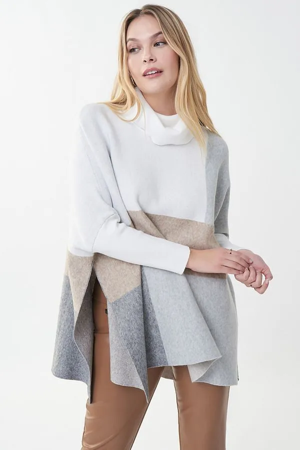 Ceren Color Block Tunic Turtleneck Sweater Top - Joseph Ribkoff 223962X