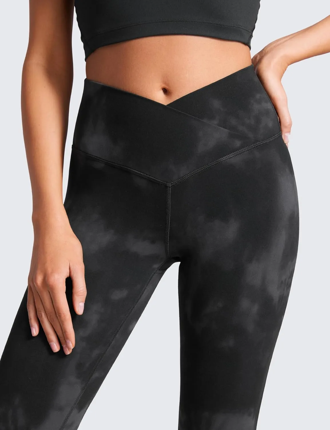 CRZ YOGA Butterluxe Crossover Flare Leggings for Women 31" - High Waist V Cross Bootcut Bell Bottoms Tummy Control Yoga Pants