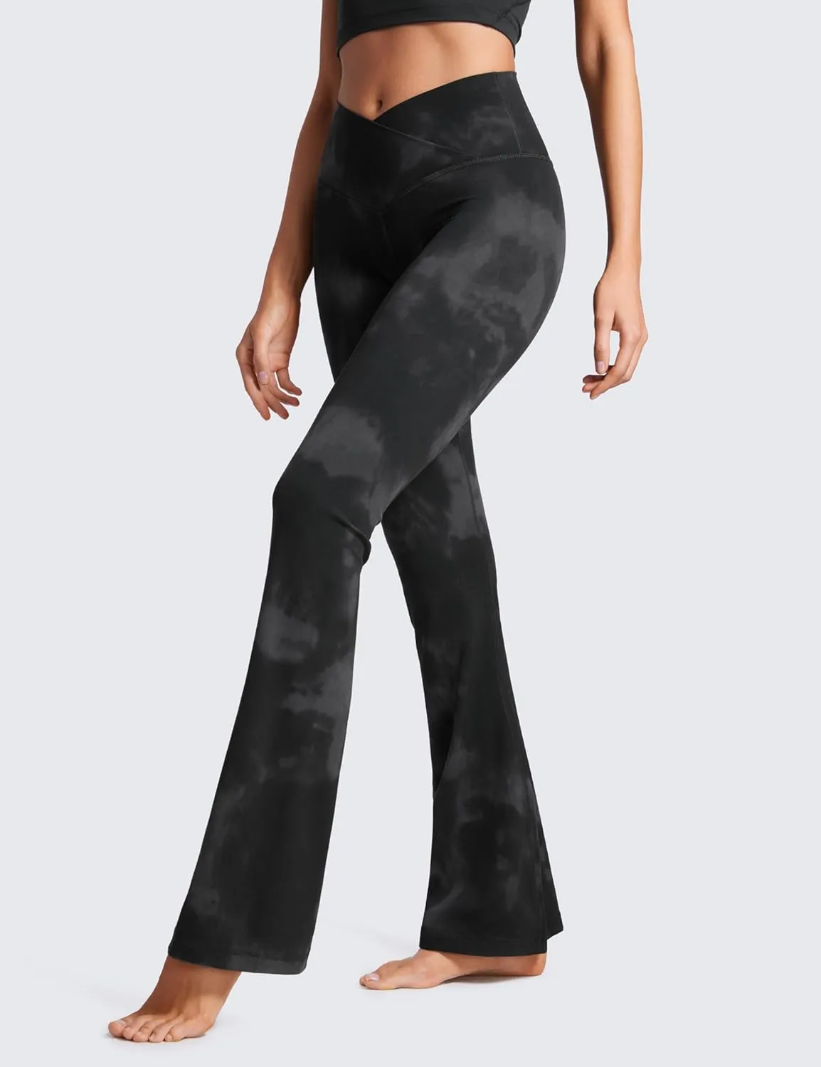 CRZ YOGA Butterluxe Crossover Flare Leggings for Women 31" - High Waist V Cross Bootcut Bell Bottoms Tummy Control Yoga Pants