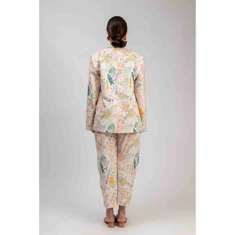 Doodlage Unisex Linen Printed Liza Blazer