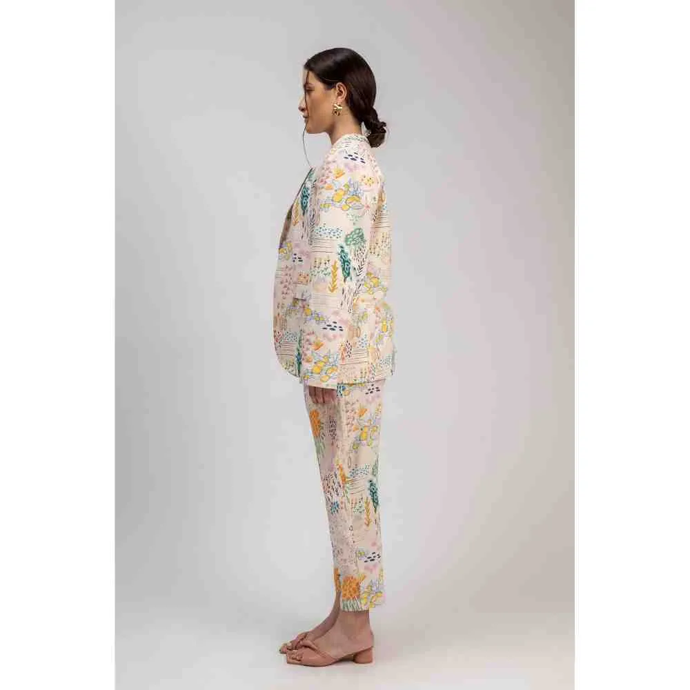 Doodlage Unisex Linen Printed Liza Blazer