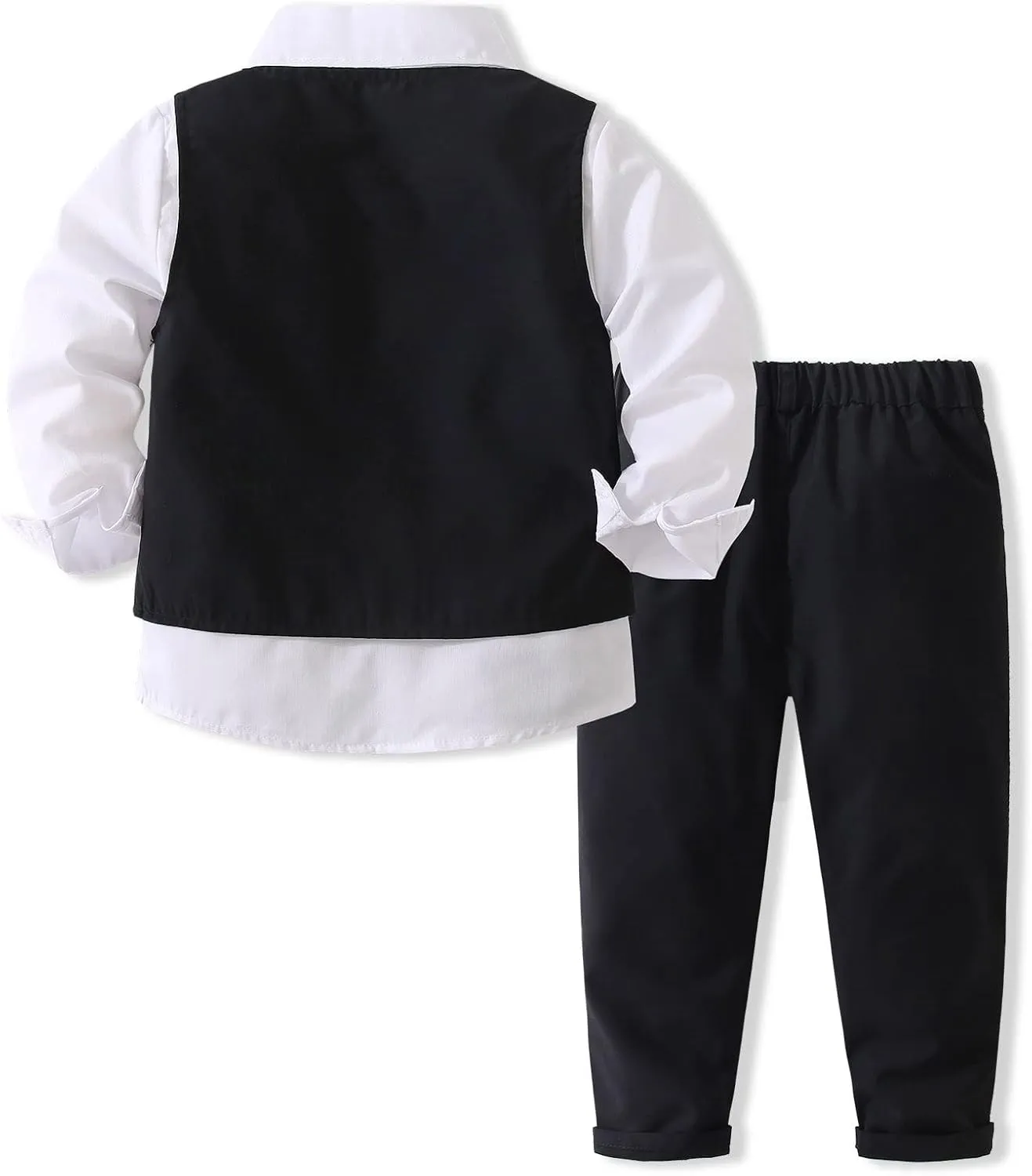 Kimocat Boys' 4-Piece Formal Suit Set Dress Shirt Vest Pants and Tie Wedding Birthday Party Suit