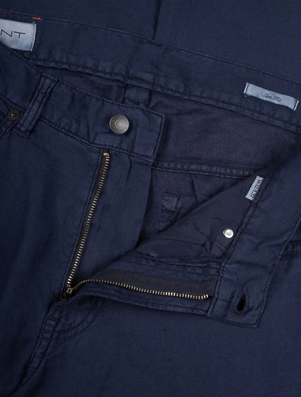 Linen Cotton Slim Jeans Marine