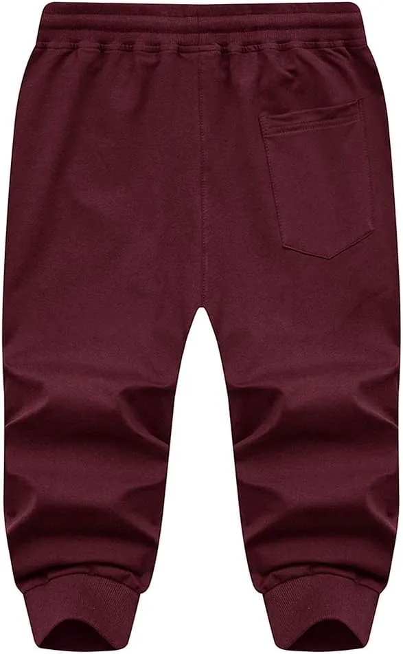 MAGNIVIT Men's 3/4 Jogger Capri Pants Workout Gym Below Knee Shorts Zipper Pockets Jogger Sweatpant Capris for Men