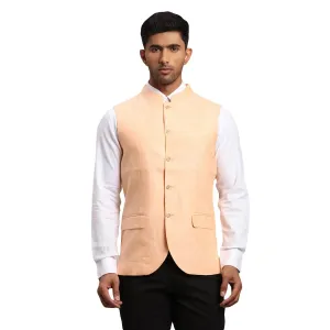 Men Orange Chambray Linen Waist Coat
