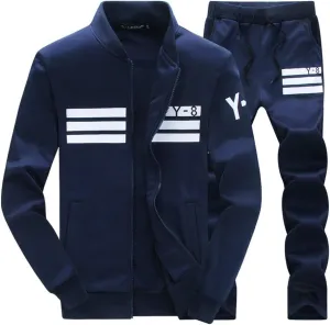Men's 2 Piece Outfits Casual Track Suit Jacket  Pants Jogger Set