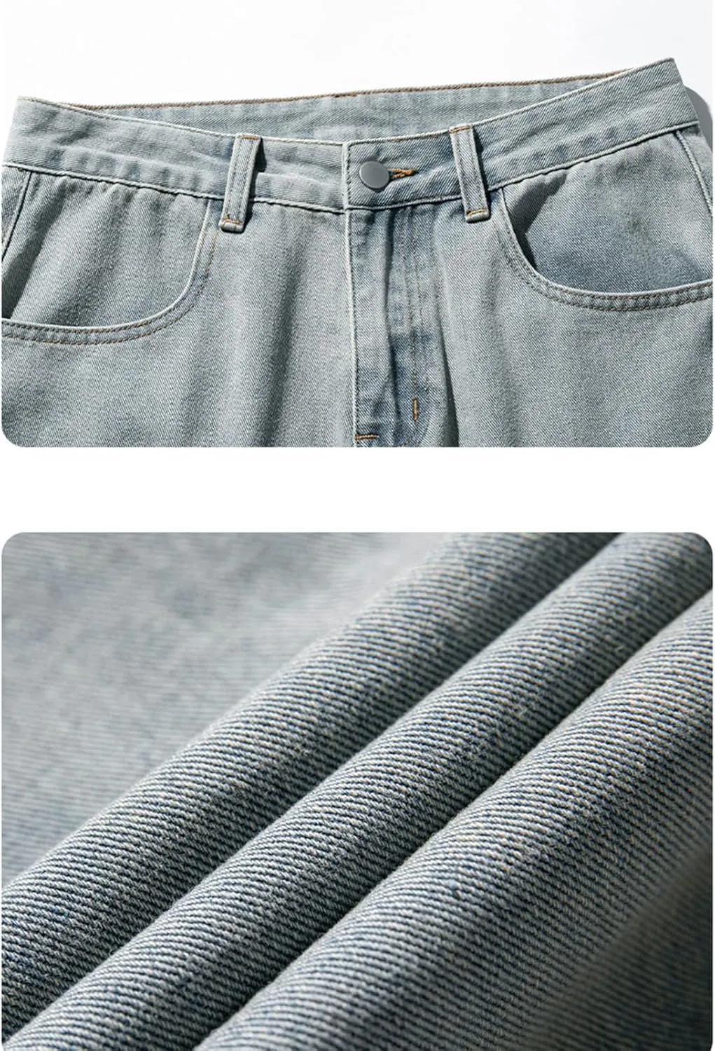 Men's Loose Cargo Pants Mulit Pockets Straight Leg Denim Jeans Casual Trousers
