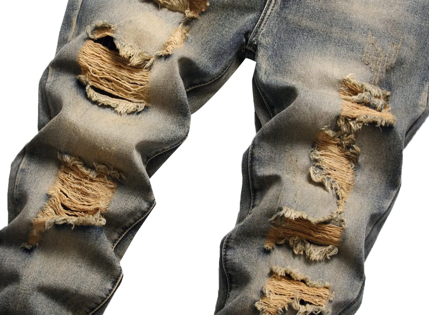 Men's Ripped Jeans,Slim Fit Distressed Straight Leg Fashion Denim Pants
