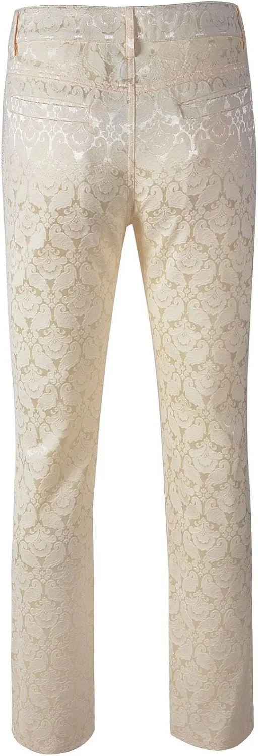 Mens Trousers Pants Brocade VTG Gothic Aristocrat Steampunk Side Braiding Trim