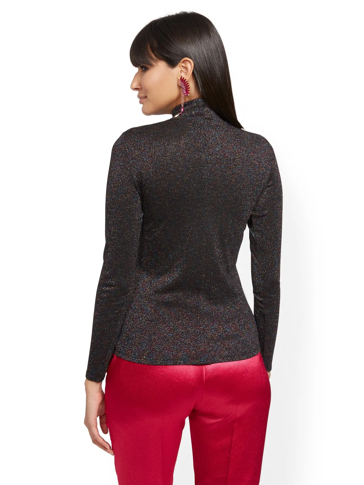 Multicolor Metallic Turtleneck Top