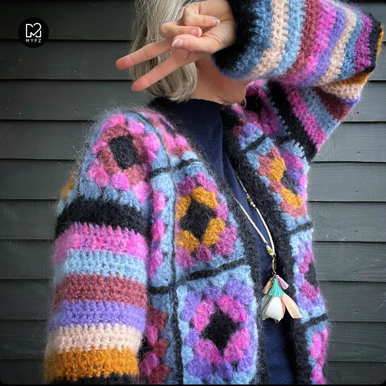 MYPZ Dreamy Chunky Mohair Granny square cardigan Lovestory
