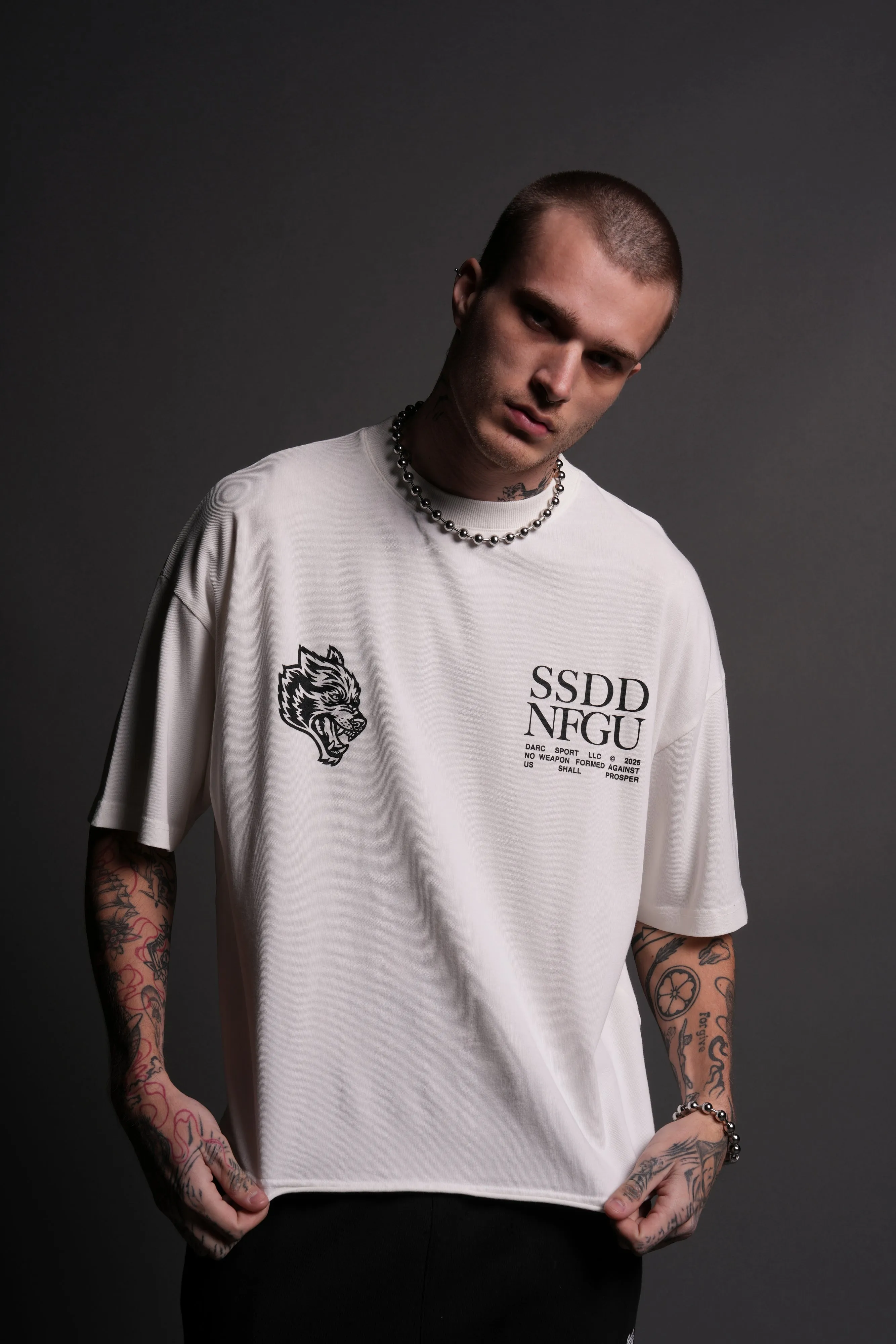 Prosper Premium Raw Hem "Box Cut" Unisex Tee in Cream