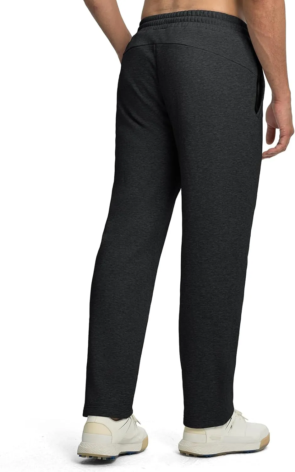 Rdruko Men's Fleece Sweatpants Straight Leg Athletic Yoga Lounge Pants Open Bottom Casual Jersey Pants with Zipper Pockets